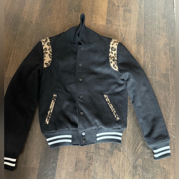 Leopard and black letterman jacket from Straight to Helll XS - Picture 2 of 4